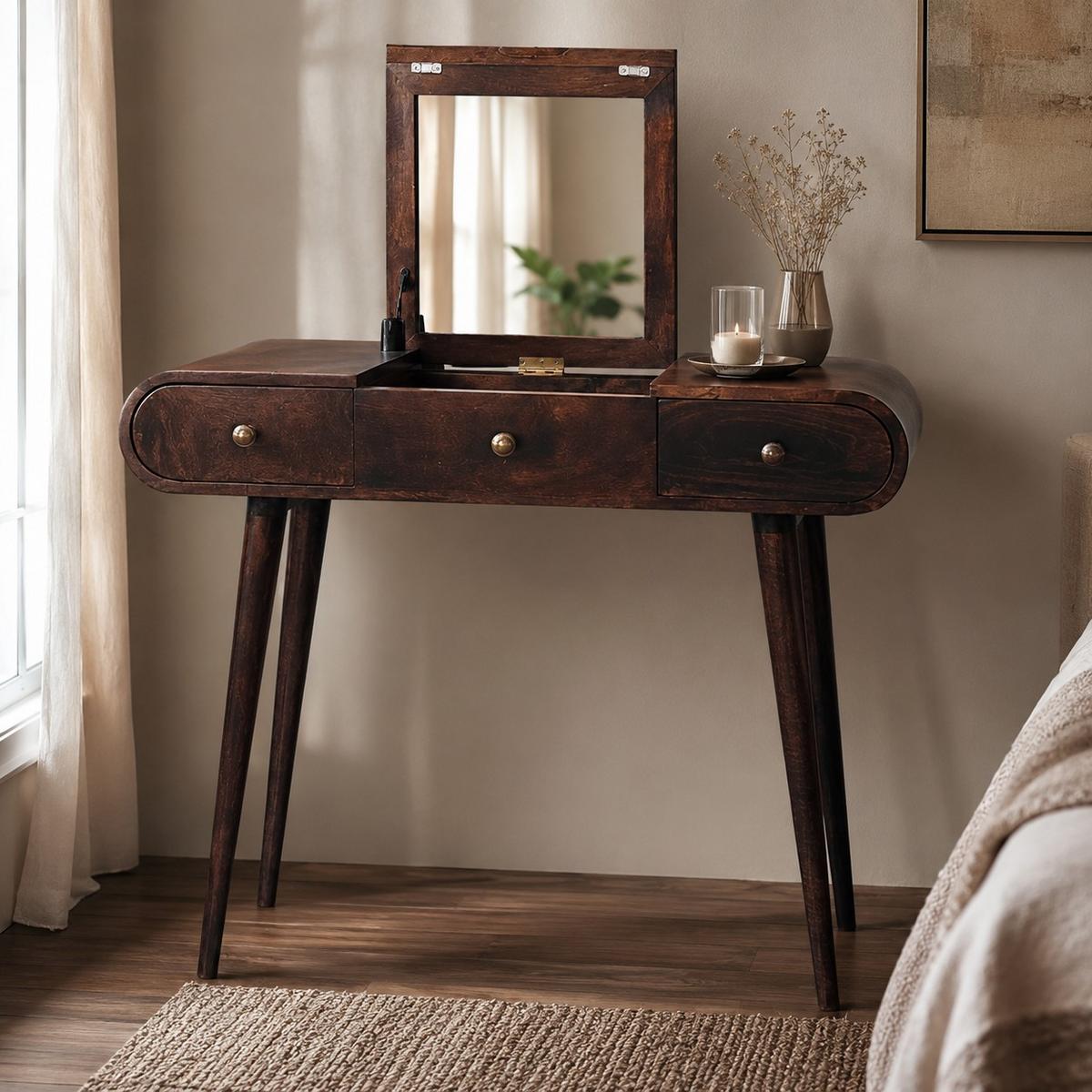 SCHMINKTISCH California - Braun, Holz (40/80/100cm) - Artisan Furniture
