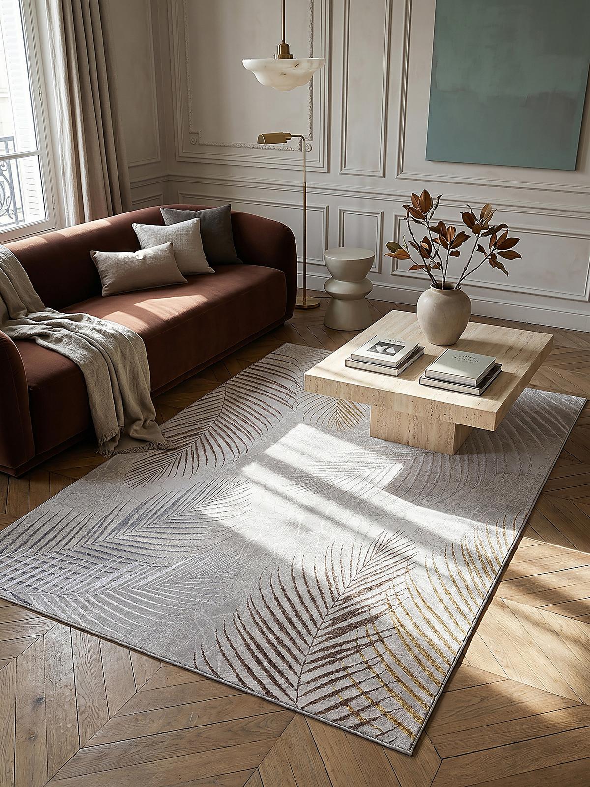 KURZFLORTEPPICH Floral KAVALA Polyester Grau 120 x 170 cm - Grau, Textil (120/170cm) - KADIMA DESIGN