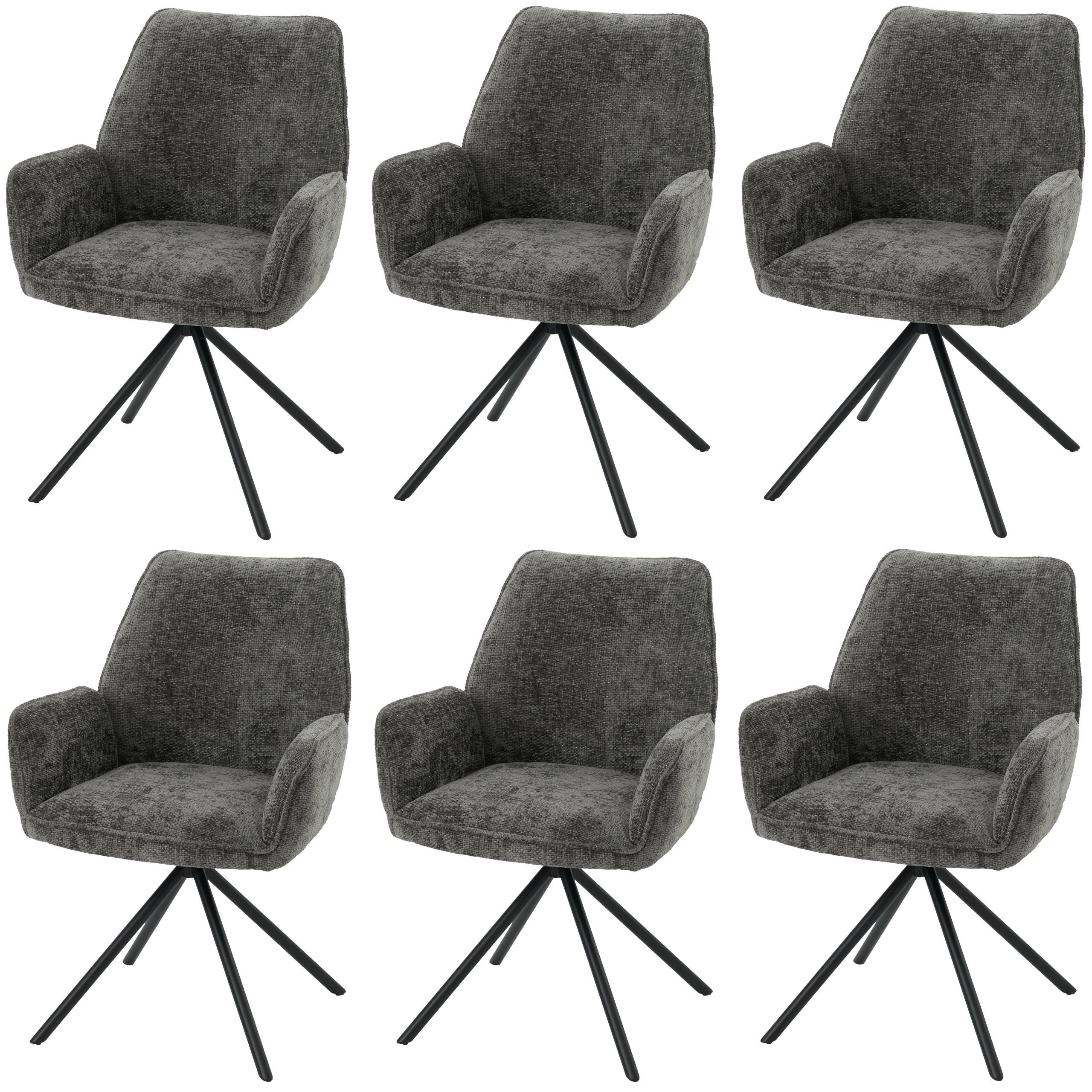 ESSZIMMERSTUHL Anthrazit, Schwarz 6er-Set - Dunkelgrau/Anthrazit, Textil (60/86/60cm) - MCW