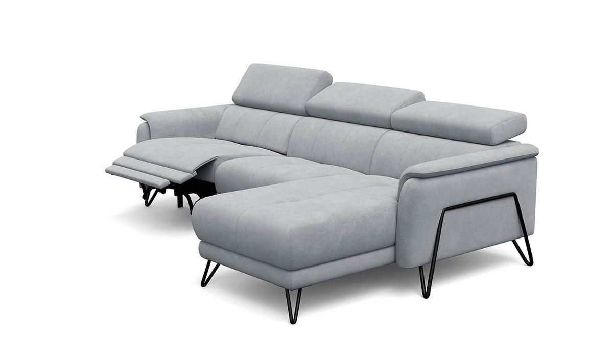 ECKSOFA RODEN 4-Sitzer mit Relax, hellgrau, Veloursstoff - Hellgrau, Holz/Textil (268/92cm) - Wozimo