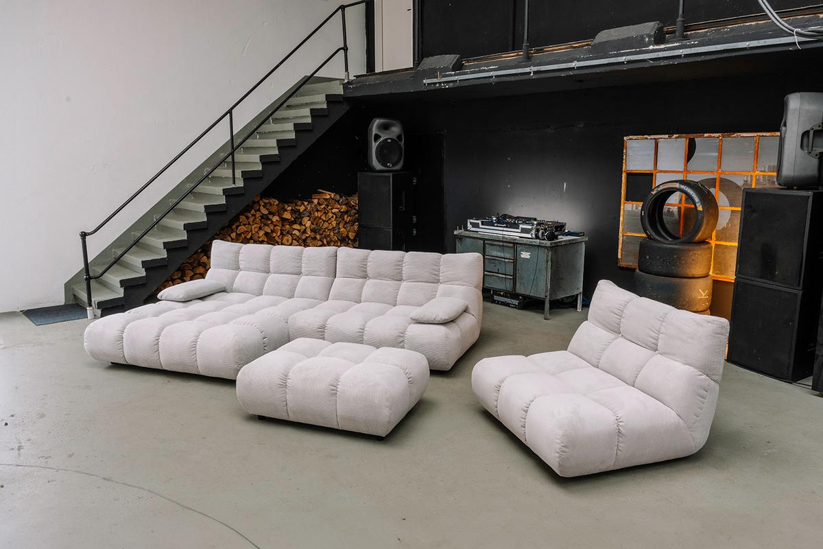 SITZGRUPPE VIVIEN 3ER SET Silber Cord (1er-Set) - Silberfarben, Kunststoff/Textil (359/85/510cm) - KAWOLA