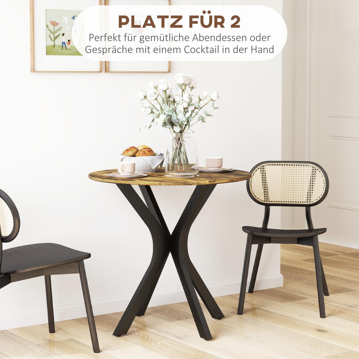 ESSTISCH, Runder Küchentisch, Moderner Esszimmertisch mit Spider-Stahlgestell - Braun, Holzwerkstoff (78/78/75cm) - HOMCOM