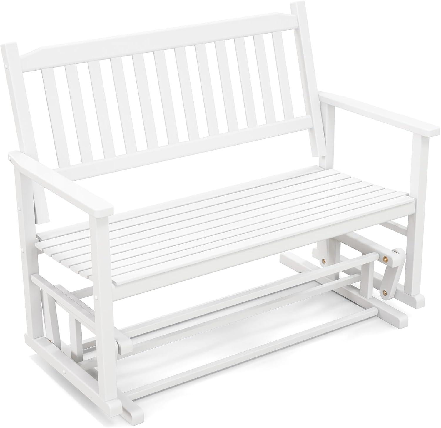 SCHAUKELBANK Weiß - Weiß, Holz (126/100/68cm) - COSTWAY