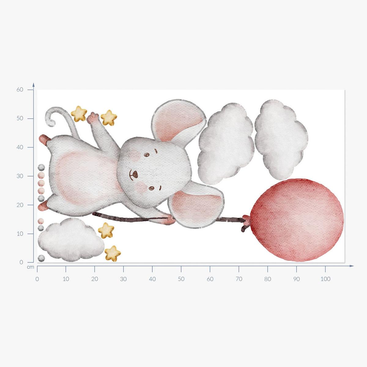 WANDAUFKLEBER 60x107cm - Süße Maus - Multicolor, Kunststoff (60/107/0.1cm) - Wallfluent