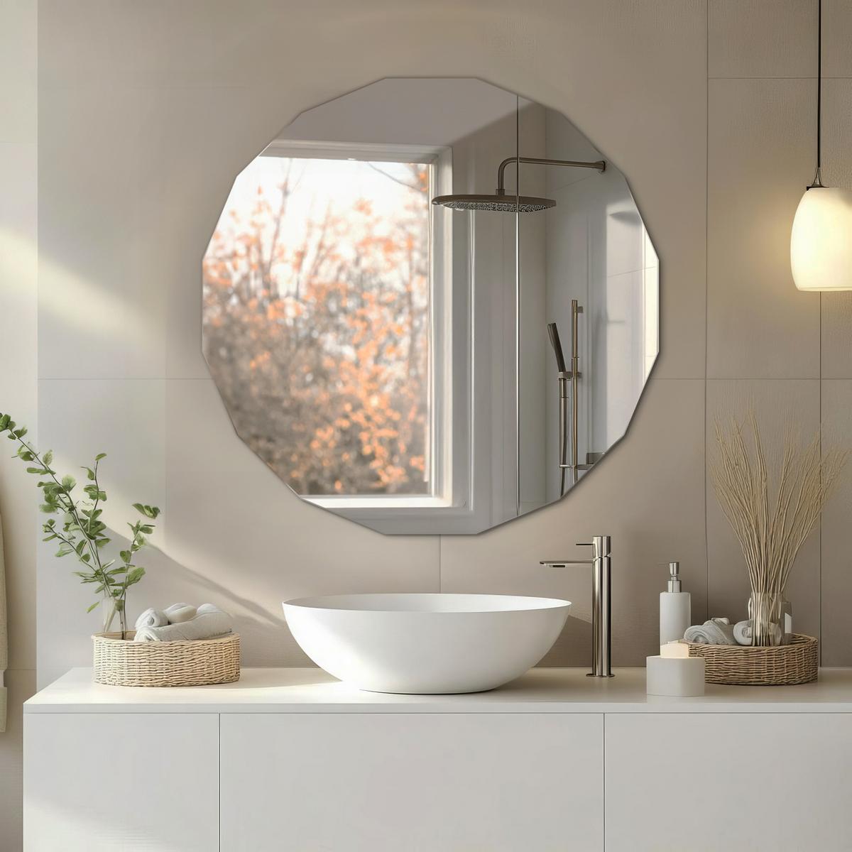 SPIEGEL 80x80 cm asymmetrisch - Transparent, Glas (80/80/0.4cm) - Wallfluent