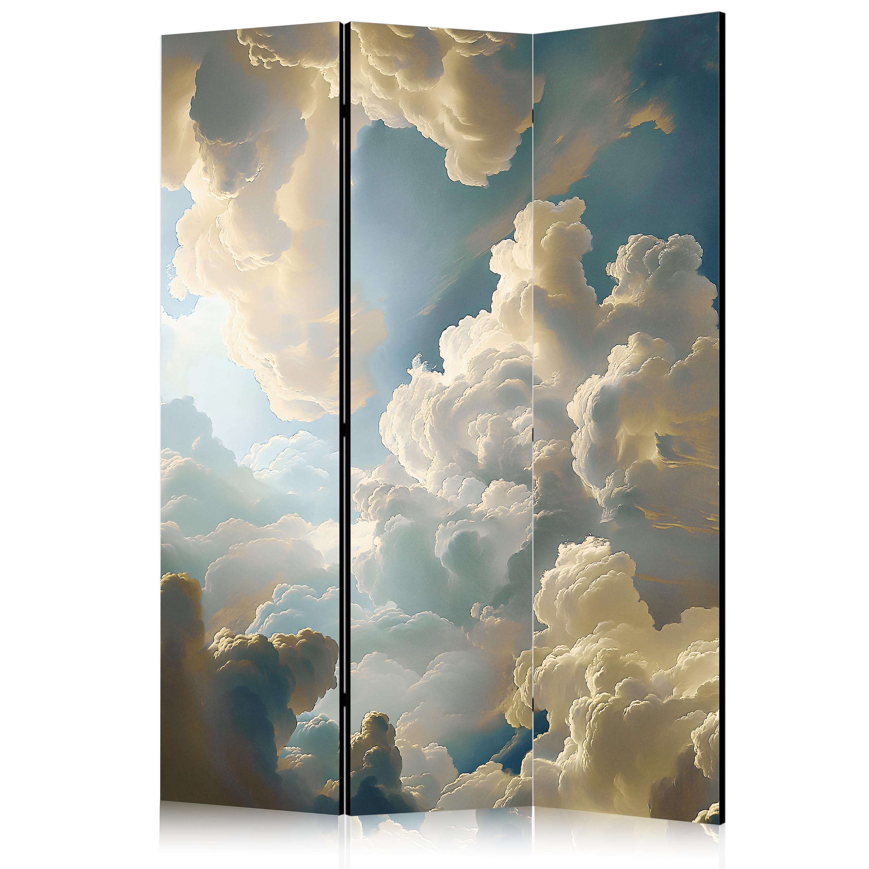 PARAVENT Akustik 3-tlg 135x172 cm Dreidimensionale Wolken - Multicolor, Holz/Textil (135/172/3cm) - Muralo