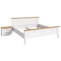 SCHLAFZIMMER weiß Lärche, Eiche Artisan Landhaus Set mit Bett 180 x 200 cm und Nachttisch - Eichefarben/Silberfarben, Holzwerkstoff/Kunststoff (180/200cm) - Inn.Furn