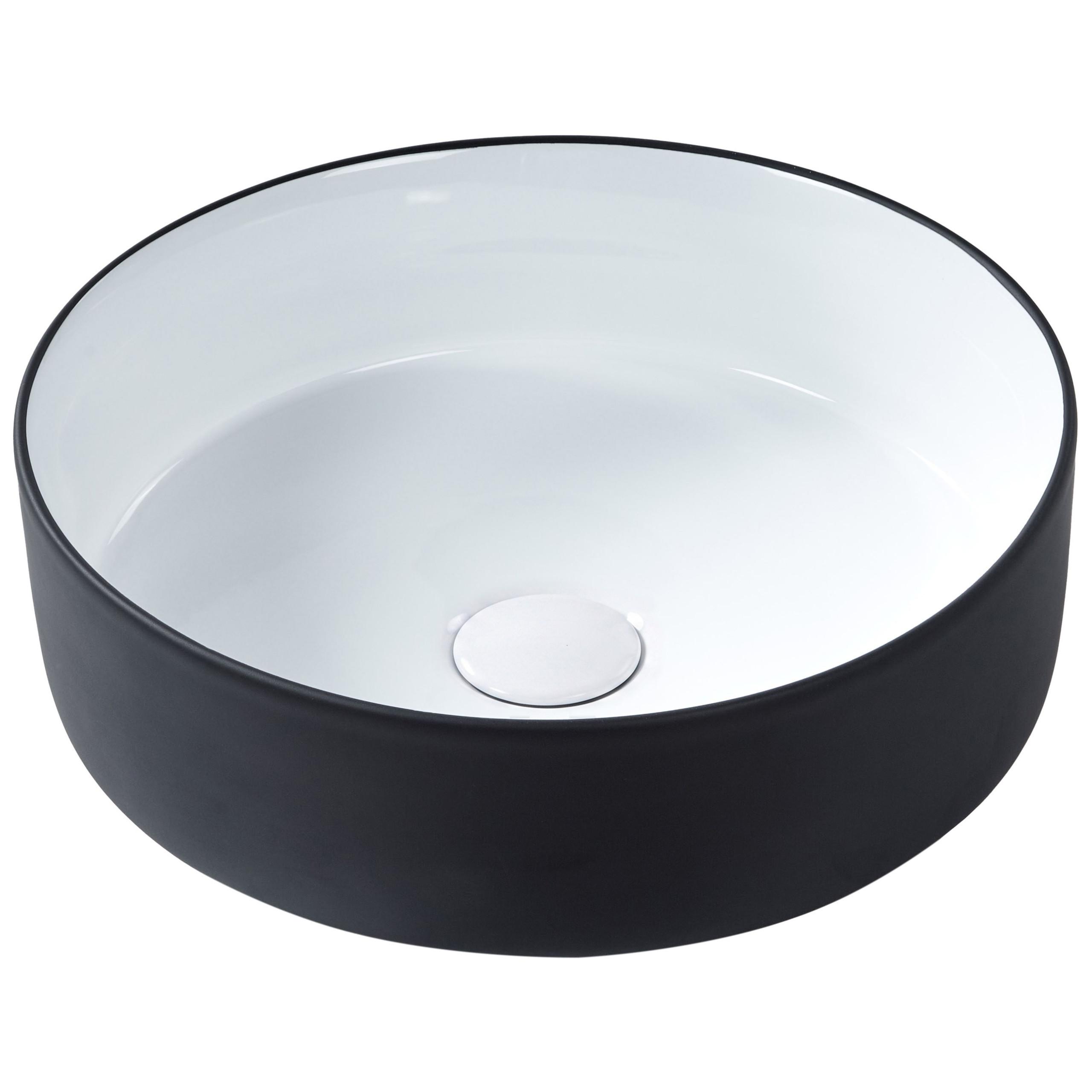 AUFSATZWASCHBECKEN Schwarz/Weiß 36 cm Keramik Calig - Schwarz/Weiß, Keramik (36/12/36cm) - Beliani
