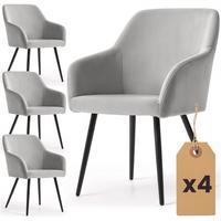 POLSTERSTUHL 4er Set, Metallbeine Grau, Schwarz 54,5/83/58 - Schwarz/Grau, Textil (55/83/51cm) - RAUMHIRSCH FURNITURE