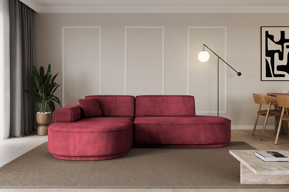 ECKSOFA Ottomane Links MARI-L1-v3 - 243x171x83 cm Bordeaux Velours - Bordeaux/Schwarz, Holzwerkstoff/Kunststoff (243/171cm) - ALTDECOR