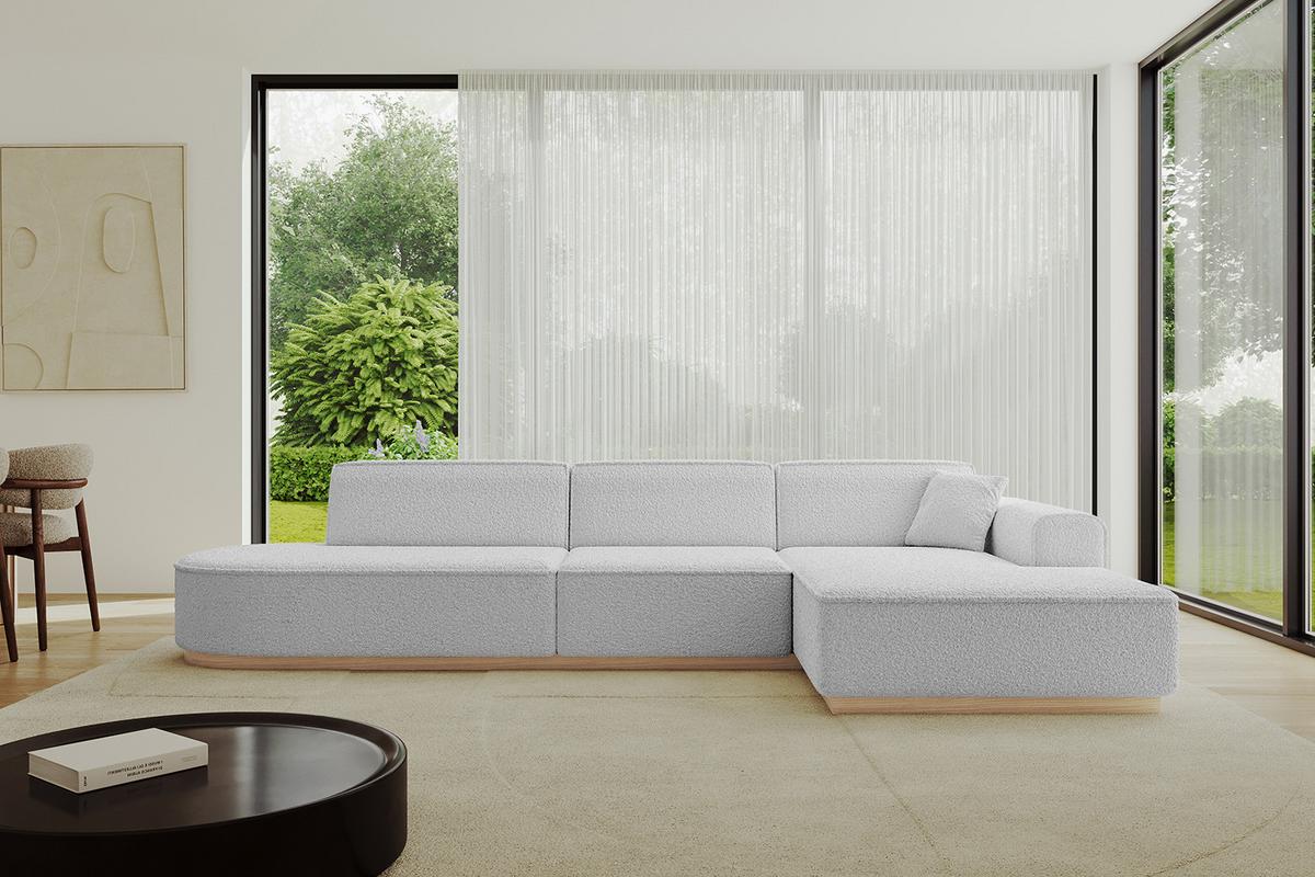 ECKSOFA Ottomane Rechts IREA-L2 - 327x165x80 cm Hellgrau - Hellgrau, Holzwerkstoff/Textil (327/165cm) - ALTDECOR