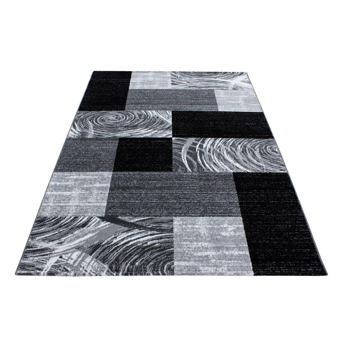 TEPPICH Kurzflor DRAU in Schwarz, abstrakt kariert, 200 x 290 cm - Schwarz, Textil (290/200cm) - KADIMA DESIGN
