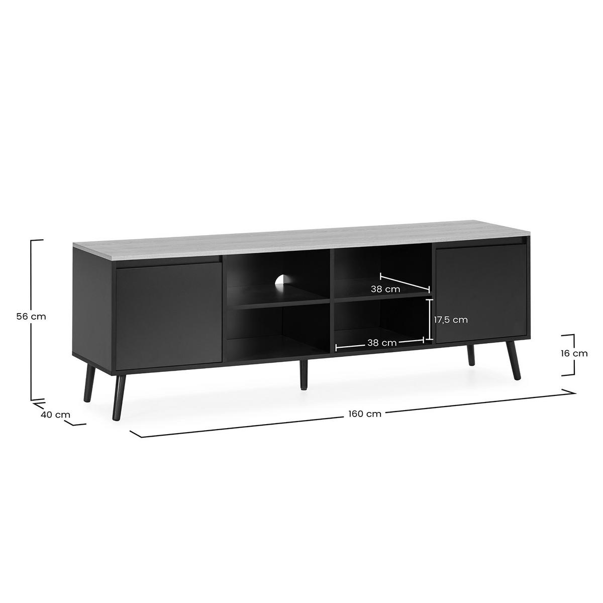 TV-ELEMENT Desi 2 türen schwarze Farbe - Schwarz, Holzwerkstoff (160/55/40cm) - VS Venta-stock