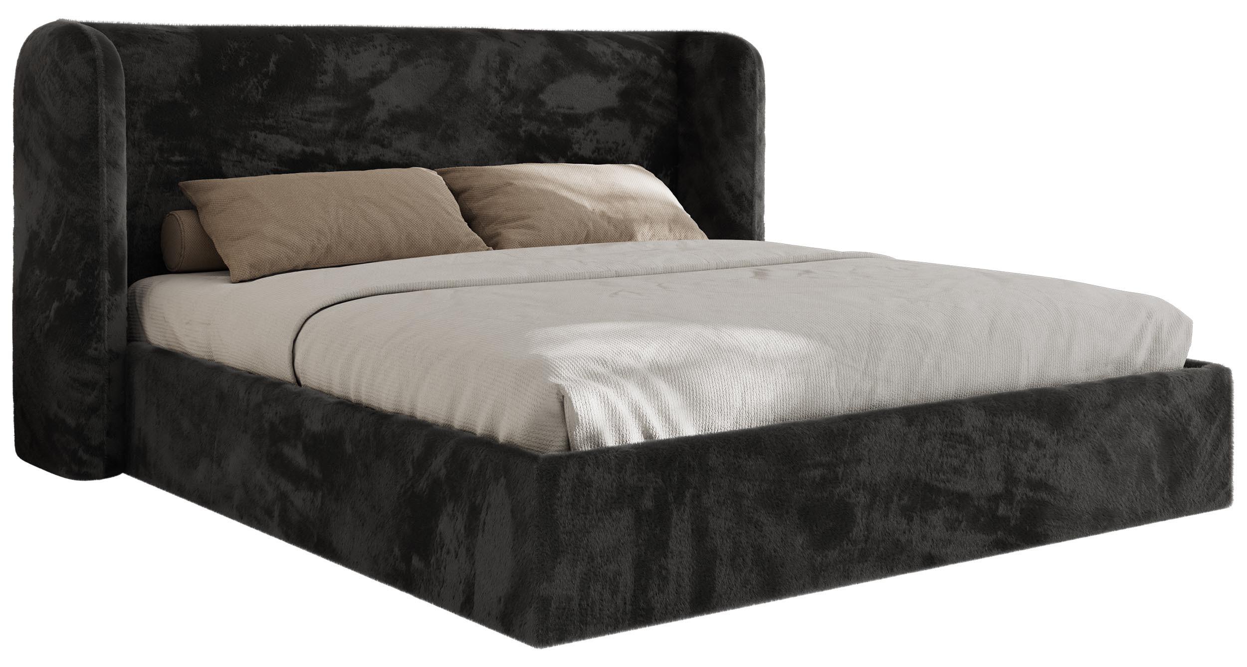 POLSTERBETT EMORA CLASSIC 160/200 - Dunkelgrau Plüsch - Multipocket-Matratze - Dunkelgrau, Textil (160/200cm) - MKS