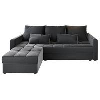 ECKSOFA KOS PIK Grau Plüsch-Stoff mit Schlaffunktion - Grau, Holz/Kunststoff (220/140cm) - MASSENO