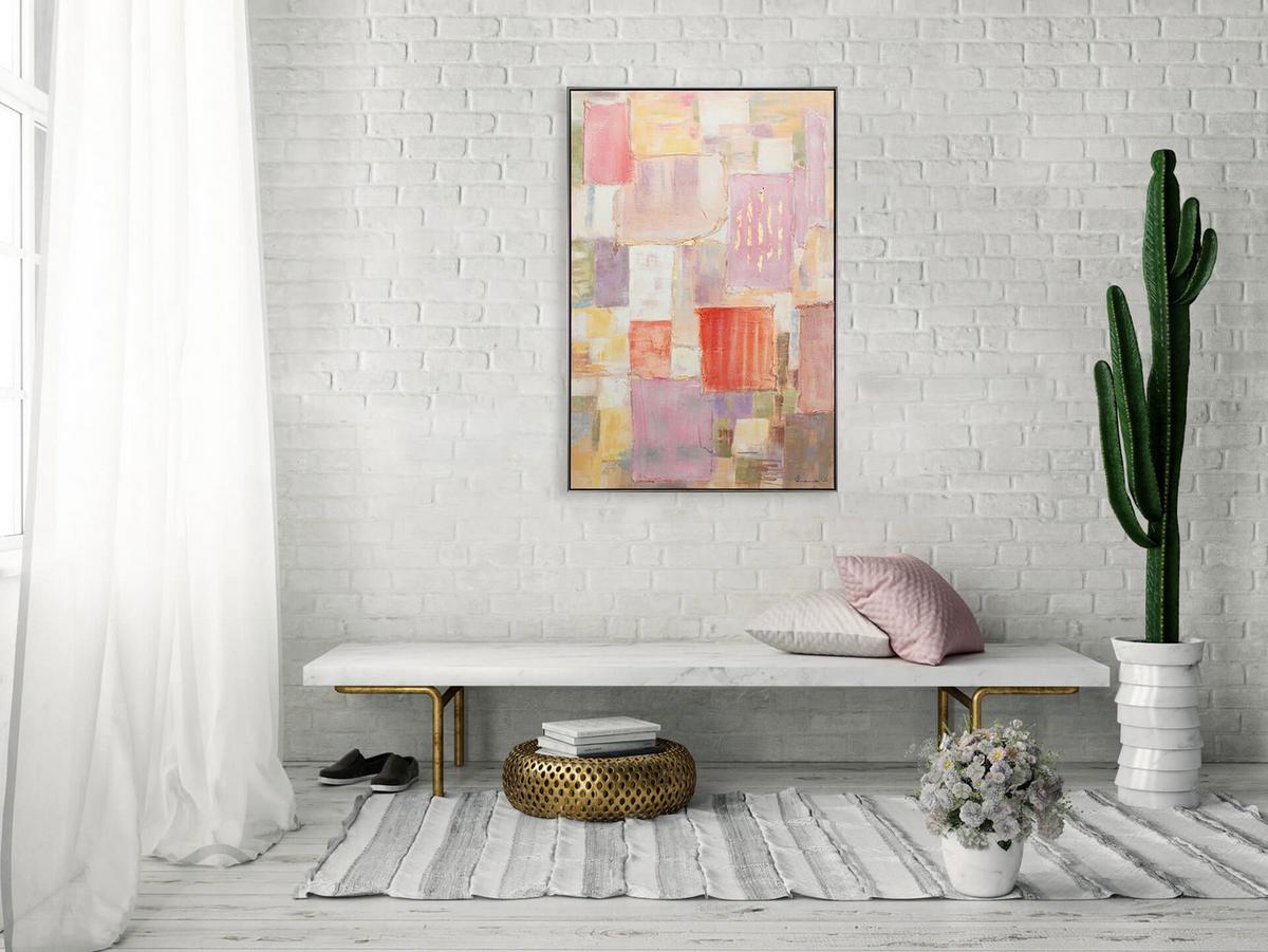 ACRYLBILD HANDGEMALT 83/123 cm - Pink/Beige, Textil (83/123cm) - KUNSTLOFT