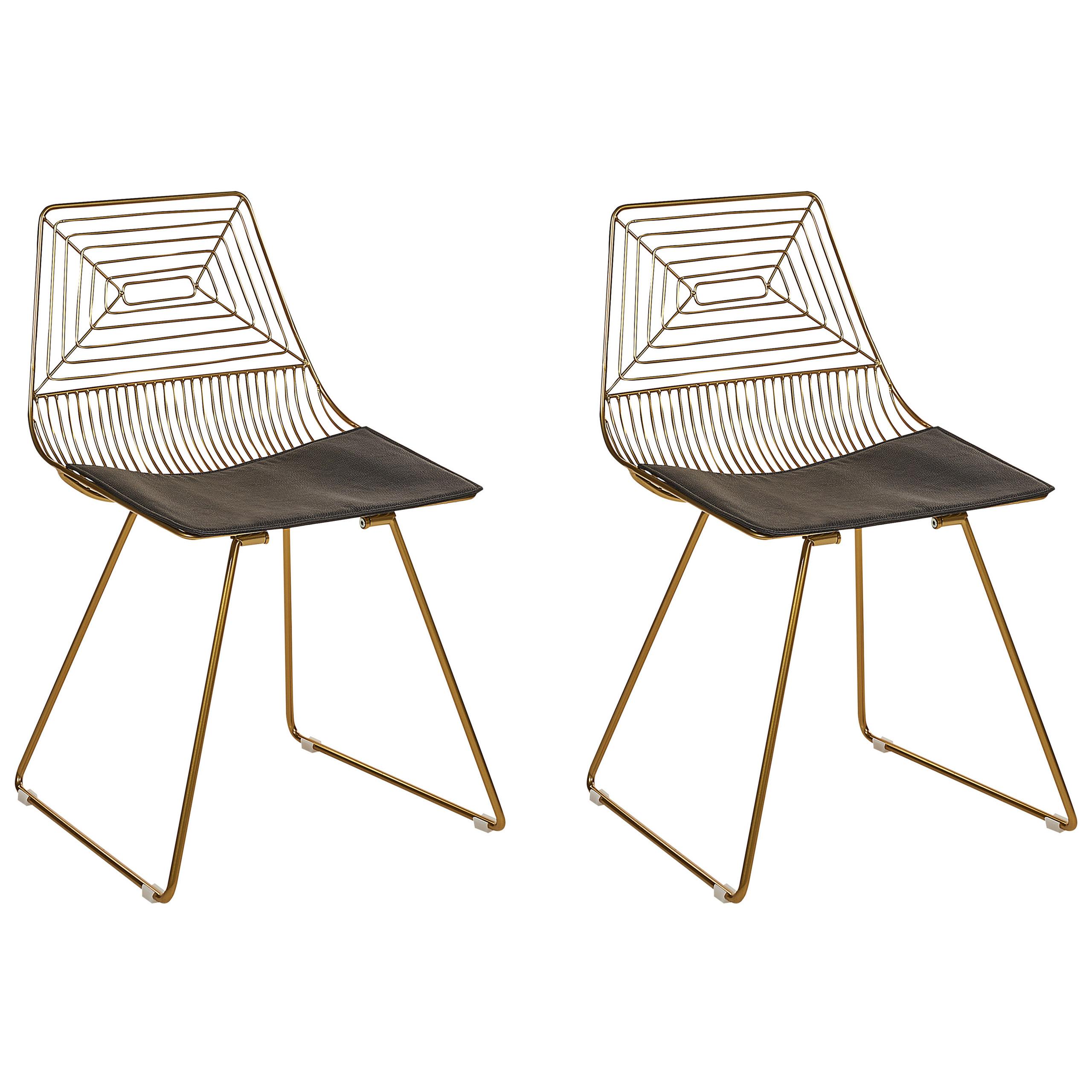 ESSZIMMERSTUHL 2er-Set Metall Gold Beatty - Goldfarben, Textil/Metall (51/79/48cm) - Beliani