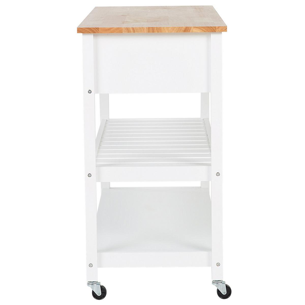 SERVIERWAGEN Weiß Navarino - Hellbraun/Weiß, Holz (120/91/48cm) - Beliani
