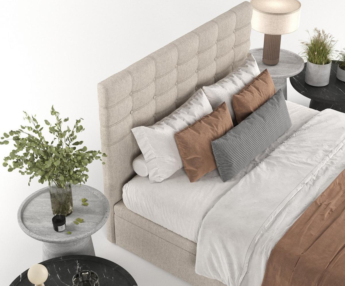POLSTERBETT Callo mit Stauraum 160/200 cm Hellbeige im Megan Stoff - Sandfarben/Schwarz, Holz/Holzwerkstoff (160/200cm) - AltaBeds