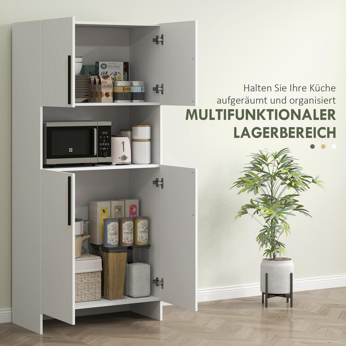 KÜCHENSCHRANK Spanlatte 79/40/175 cm Weiß - Weiß, Holzwerkstoff (40/175/79cm) - HOMCOM