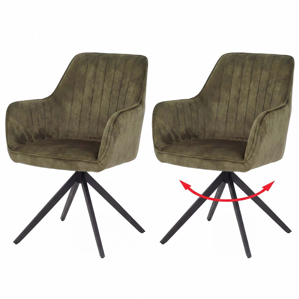 ESSZIMMERSTUHL Olive 2er-Set - Olivgrün/Grün, Textil (57/85/60cm) - MCW