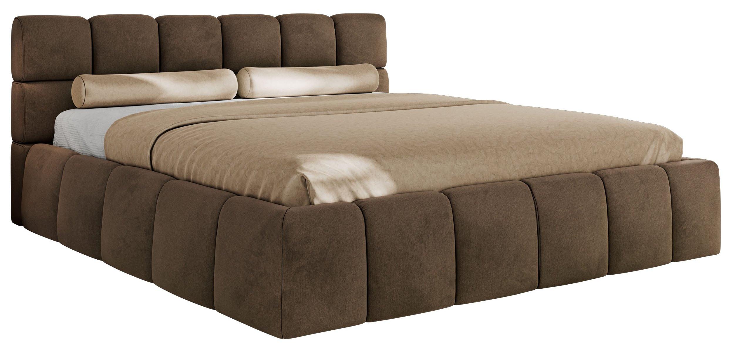 POLSTERBETT NIRA CLASSIC 140/200 - Braun Velvet - Pocket-Matratze - Braun, Textil (140/200cm) - MKS