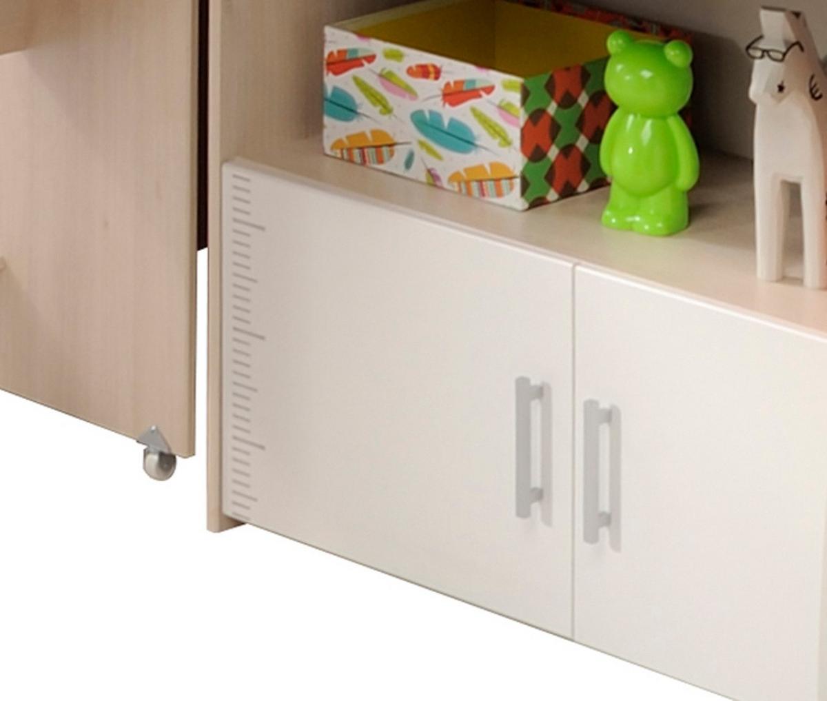 KINDERZIMMER-SET 2-teilig Akazie, weiß, Jugendzimmer mit Hochbett - Eichefarben/Silberfarben, Holzwerkstoff/Kunststoff (206/182/114cm) - Parisot Meuble