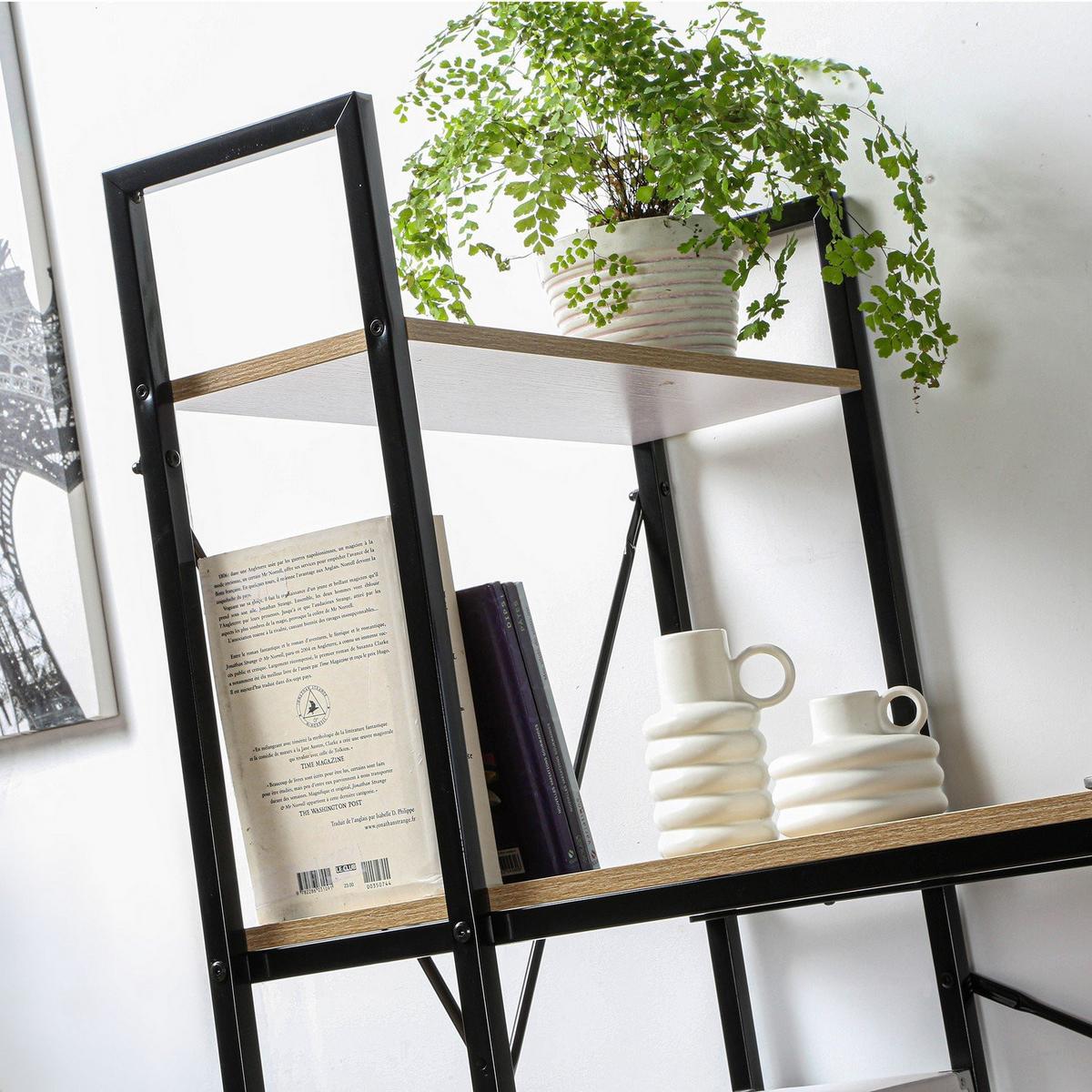 SCHREIBTISCH L120cm mit 4 Regalen im Industrial-Stil - Apfelbaumfarben, Holzwerkstoff (120/60/120cm) - Calicosy