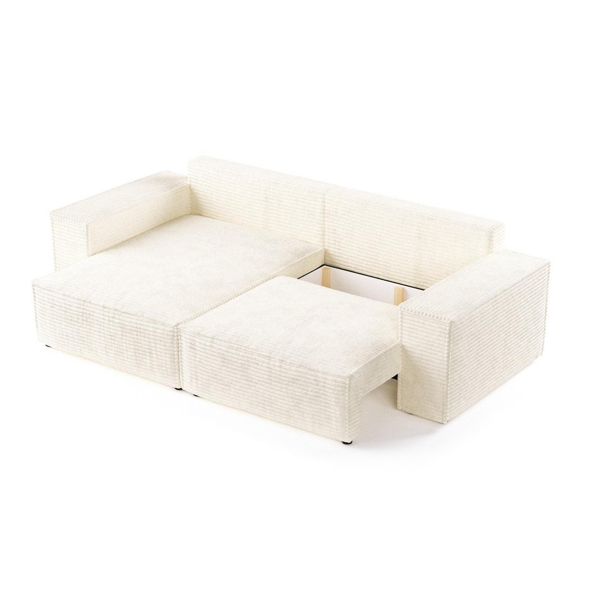 ECKSOFA CAVO mit Schlaffunktion Creme im Tilia Stoff - Creme/Schwarz, Holz/Holzwerkstoff (255/148cm) - AltaBeds