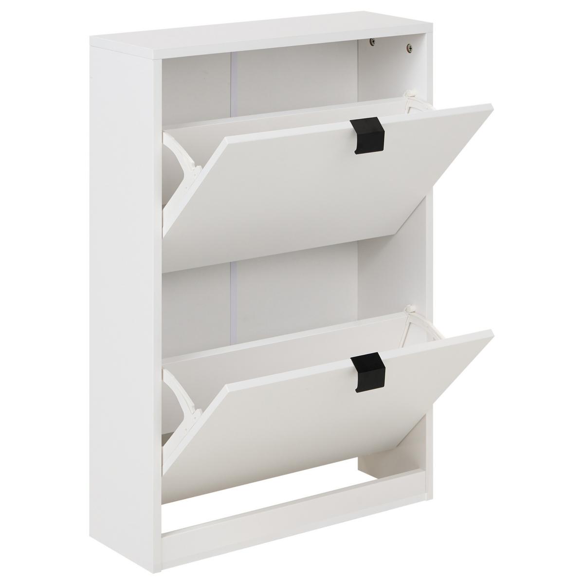SCHUHSCHRANK Weiß Hobart - Schwarz/Weiß, Holzwerkstoff (53/75/18cm) - Beliani