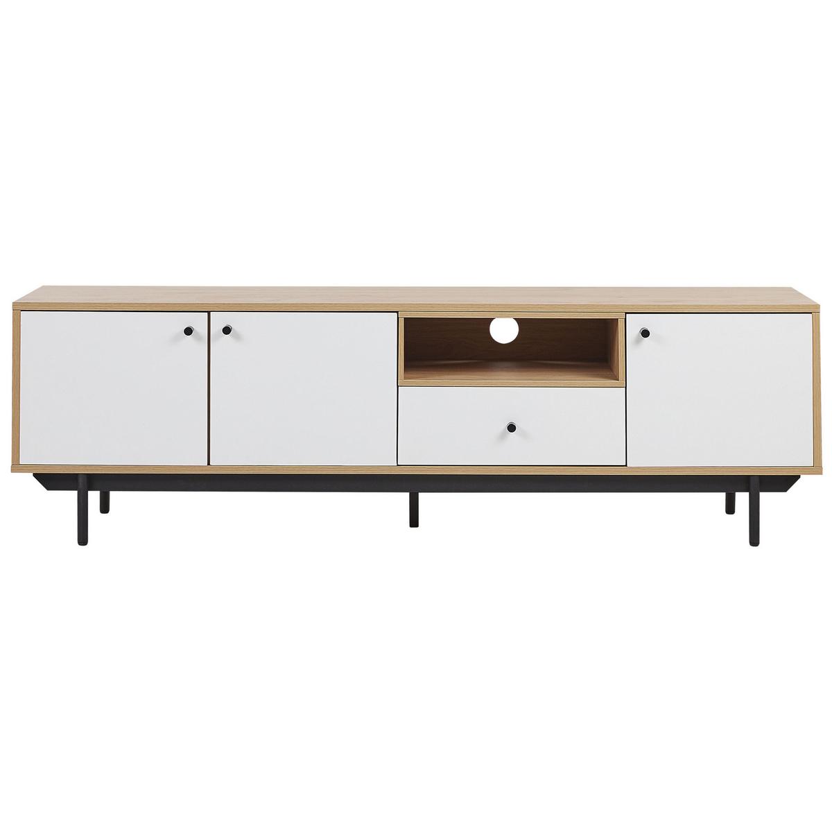 TV-MÖBEL Hellbraun, Weiß, Schwarz ITACA 40/163/50 cm - Hellbraun, Holzwerkstoff (163/50/40cm) - Beliani