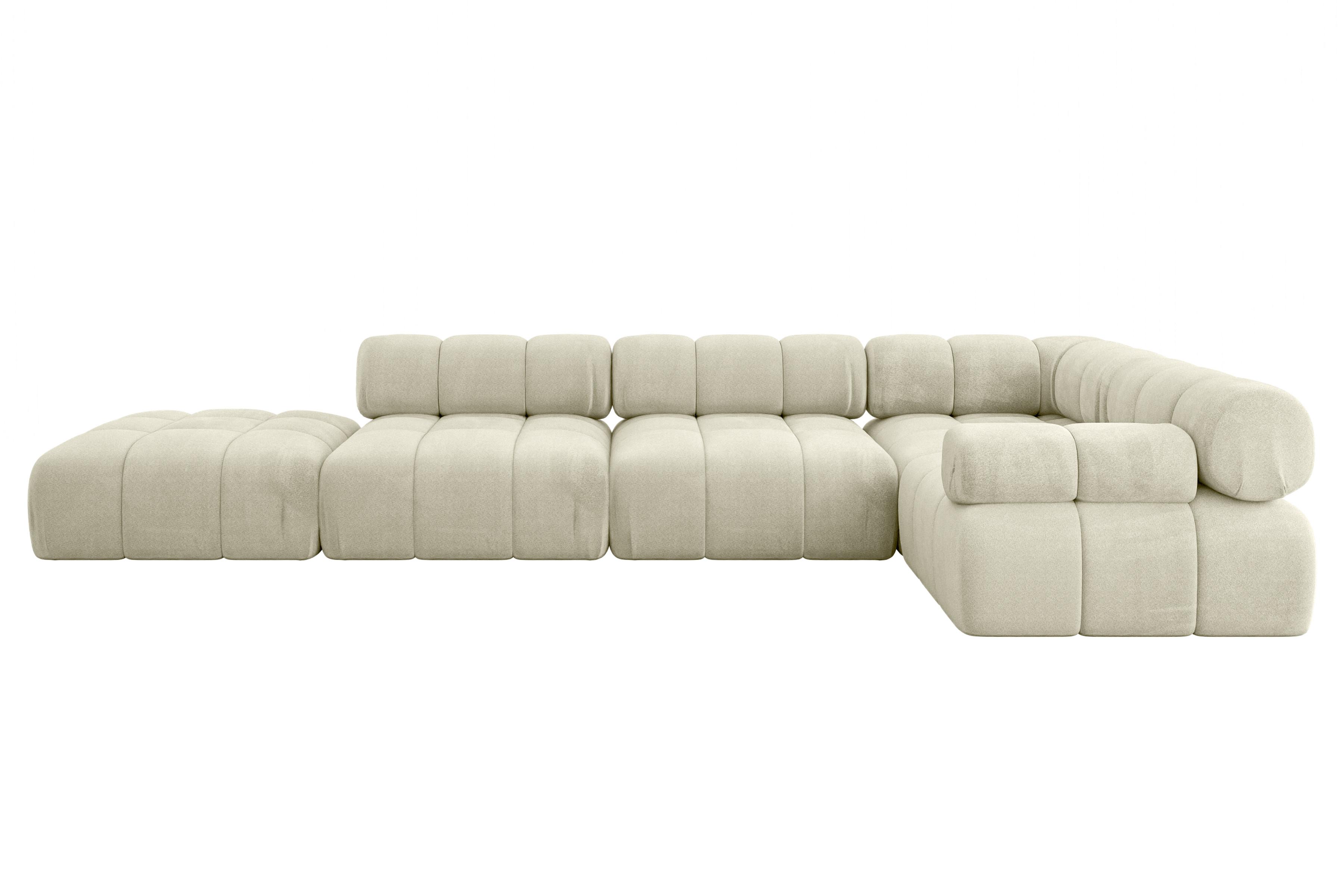 ECKSOFA modulares Sofa Felto-L2 - 380x190x70 cm Beige Velours - Beige, Holzwerkstoff/Textil (380/190cm) - ALTDECOR