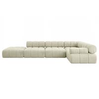ECKSOFA modulares Sofa Felto-L2 - 380x190x70 cm Beige Velours - Beige, Holzwerkstoff/Textil (380/190cm) - ALTDECOR