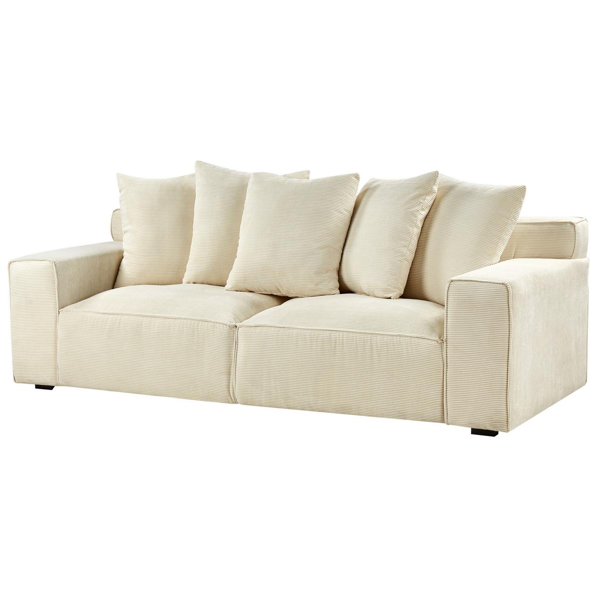 3-SITZER-SOFA Cord Hellbeige Viskan - Beige, Textil (200/62/74cm) - Beliani