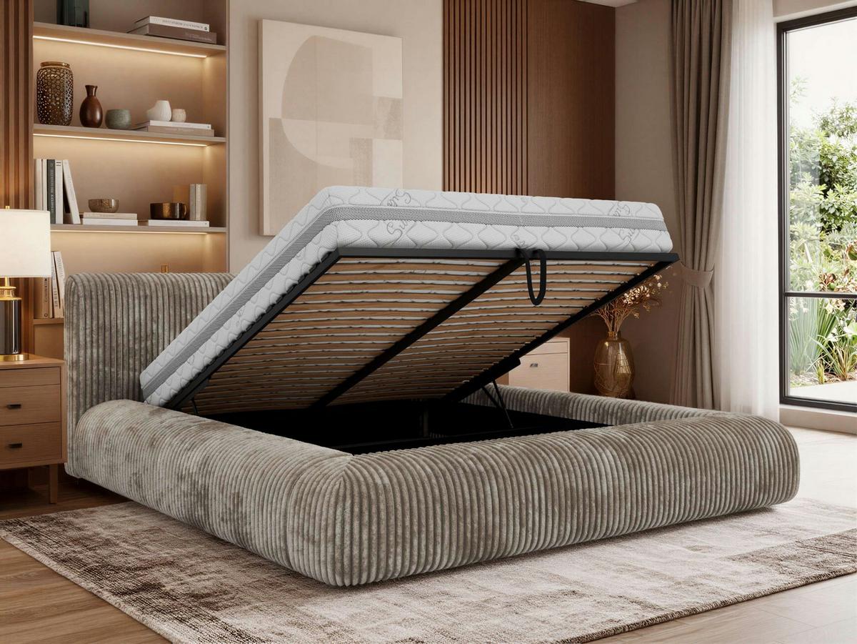 POLSTERBETT TILBEA CLASSIC 180/200 - Hellbraun Cordstoff - Pocket-Matratze - Hellbraun, Textil (180/200cm) - MKS