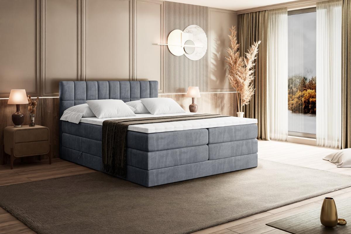 BOXSPRINGBETT MIAMI KING - 140x200 - H3/H4 - Grau - Grau, Holzwerkstoff (140/200cm) - ALTDECOR