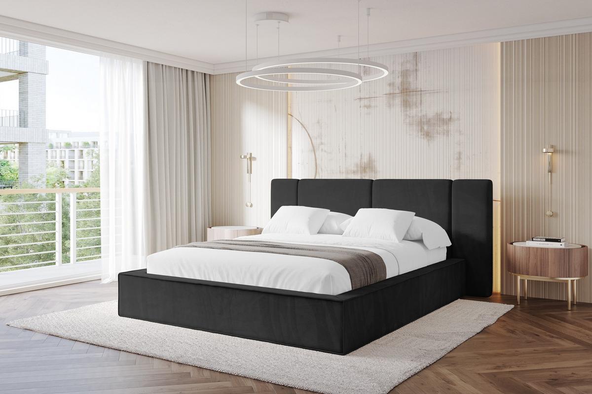 POLSTERBETT mit Bettkasten und Lattenrost, Boxbett ohne Matratze - RIVO 120x200 Schwarz - Schwarz, Holzwerkstoff/Textil (120/200cm) - ALTDECOR