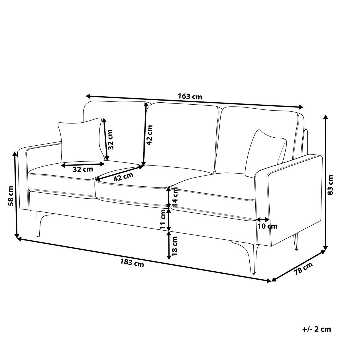 3-SITZER-SOFA Stoff Hellbeige Gavle - Beige, Textil (183/83/78cm) - Beliani
