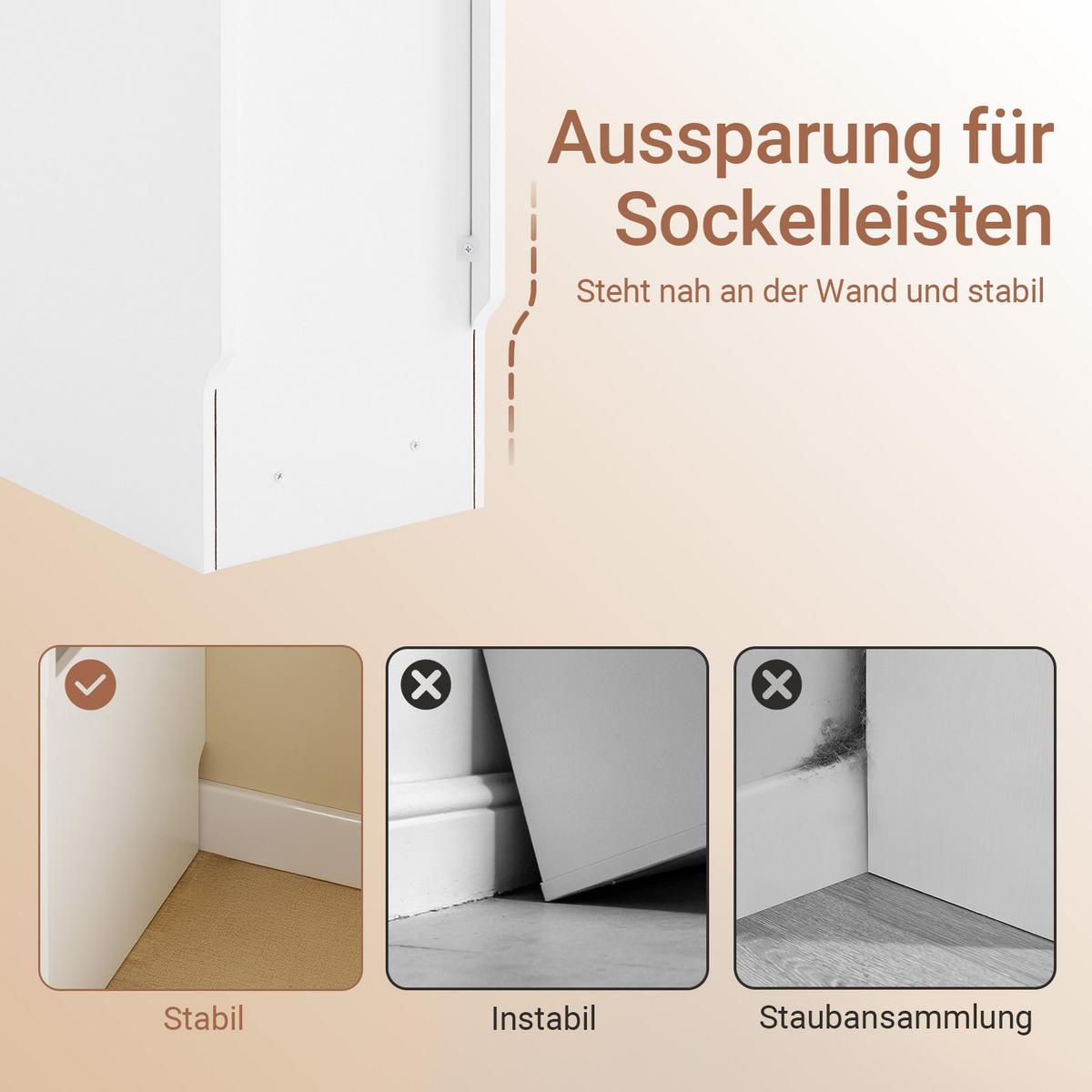 NACHTTISCH 2er Set, Beistelltisch mit offenen Fächern, Weiß 20×35×60cm - Weiß, Holzwerkstoff (35/60/20cm) - SoBuy