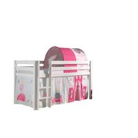 KINDERBETT Karolina 210x114x106 Massivholz Weiß Textilset Princess 2 - Magenta/Weiß, Holz (90/200cm) - 58aufmkessel