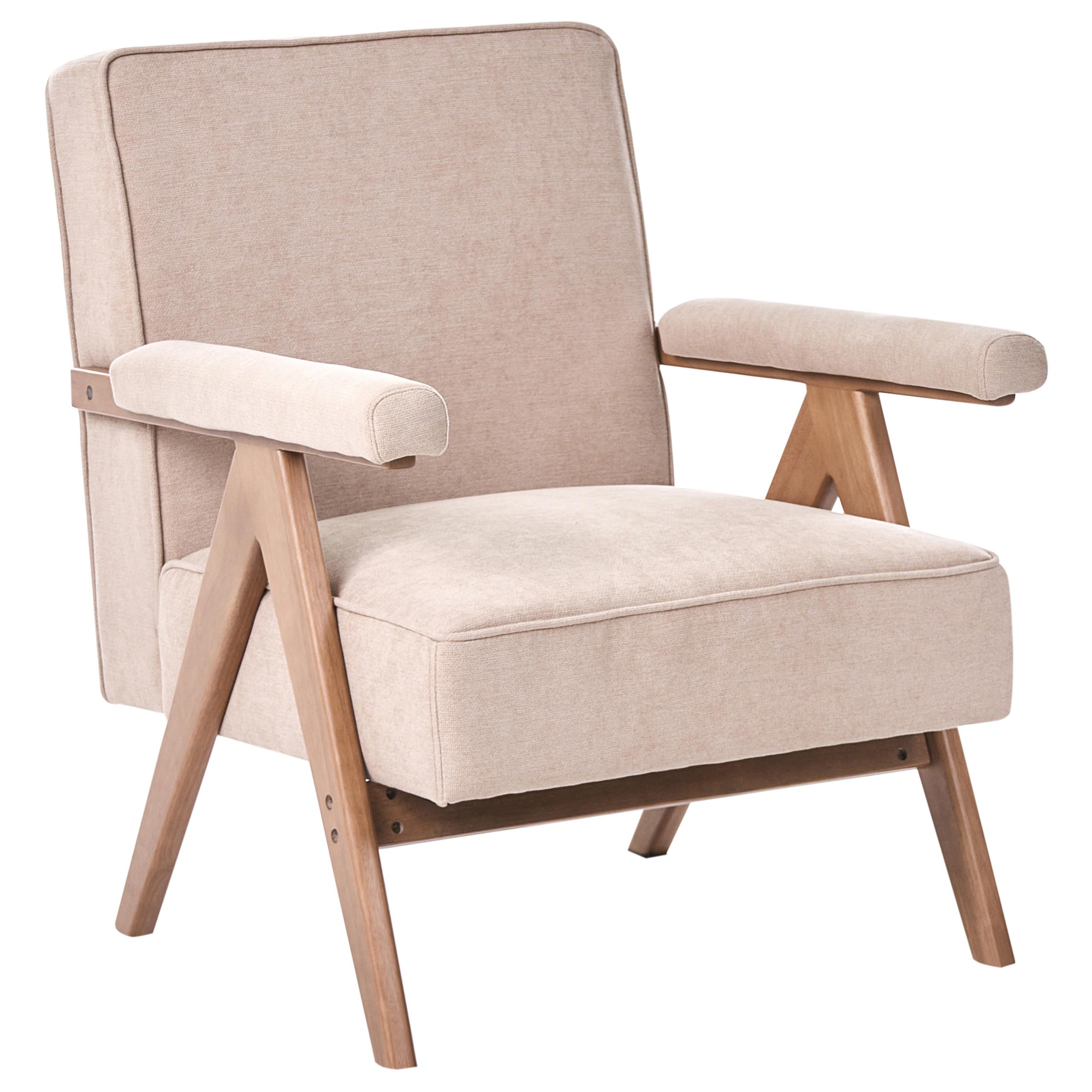 SESSEL Kunstleinen Beige Evje - Hellbraun, Textil (70/81/72cm) - Beliani