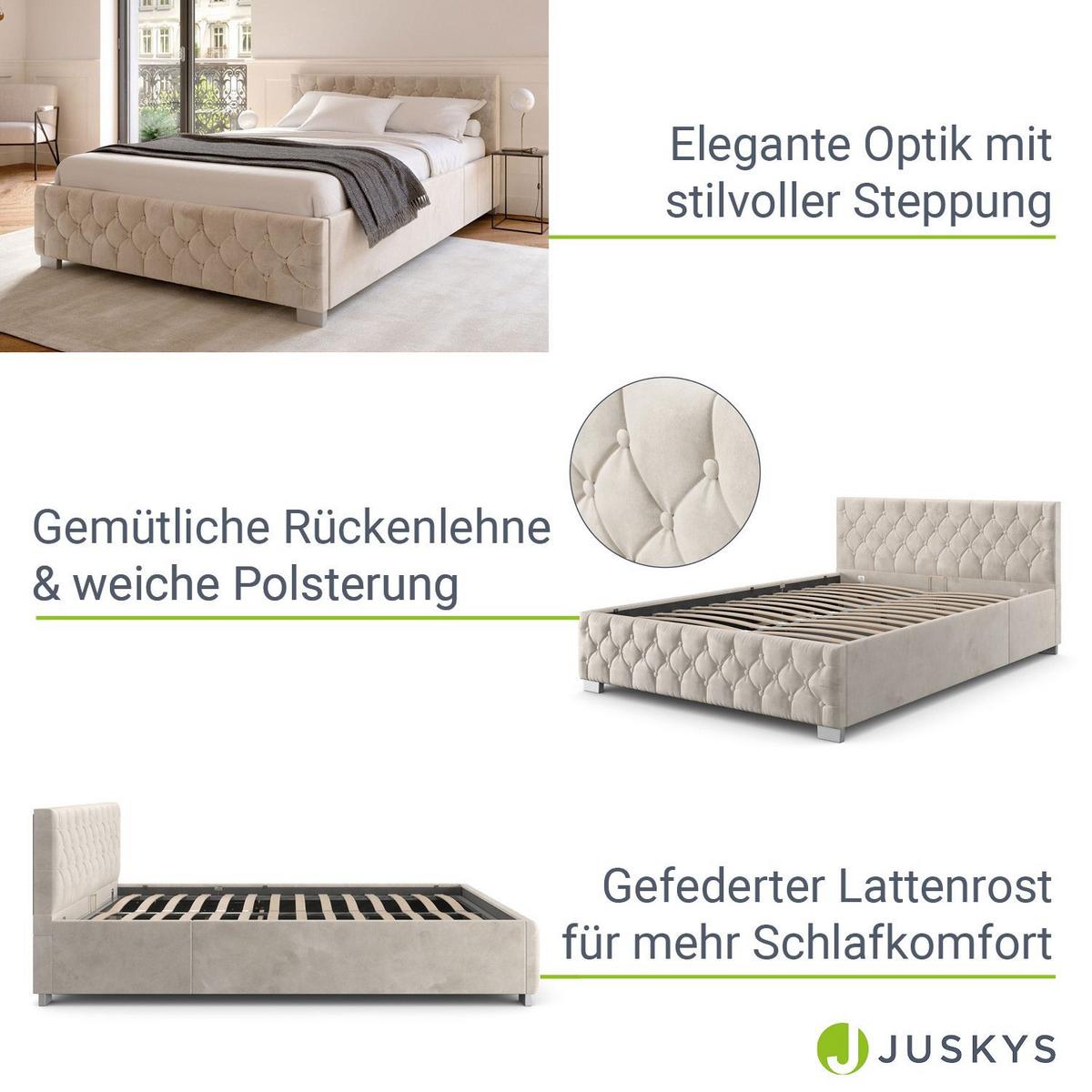 POLSTERBETT Nizza beige 180x200 cm - Beige, Holz (180/200cm) - Juskys