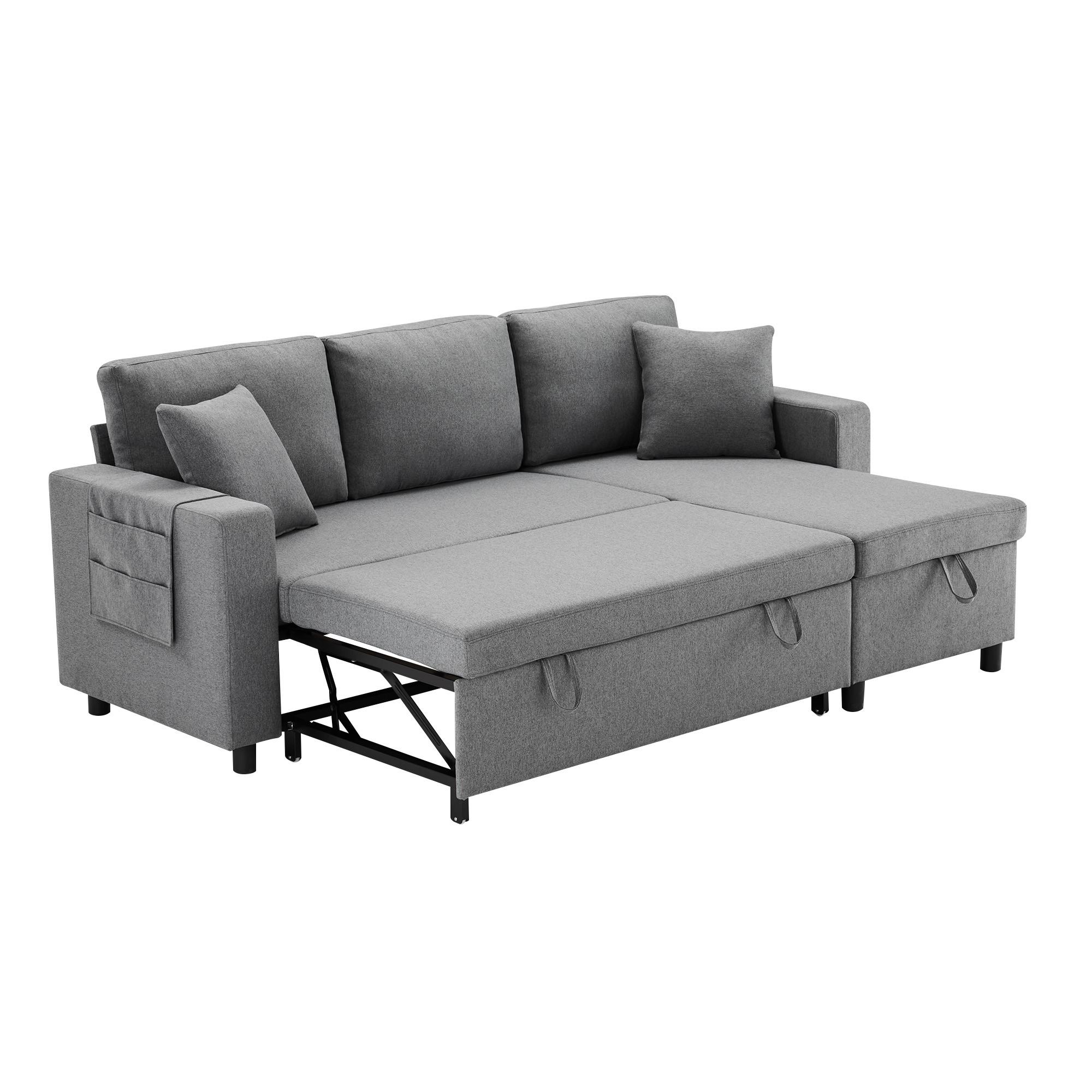 SCHLAFSOFA Modernes 3-Sitzer mit Stoffbezug, Dunkelgrau – Komfortabel, platzsparend, langlebig, 210 x 90 x 85 cm - Grau, Holzwerkstoff/Textil (219/83/143cm) - Urban Meuble