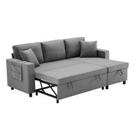 SCHLAFSOFA Modernes 3-Sitzer mit Stoffbezug, Dunkelgrau – Komfortabel, platzsparend, langlebig, 210 x 90 x 85 cm - Grau, Holzwerkstoff/Textil (219/83/143cm) - Urban Meuble