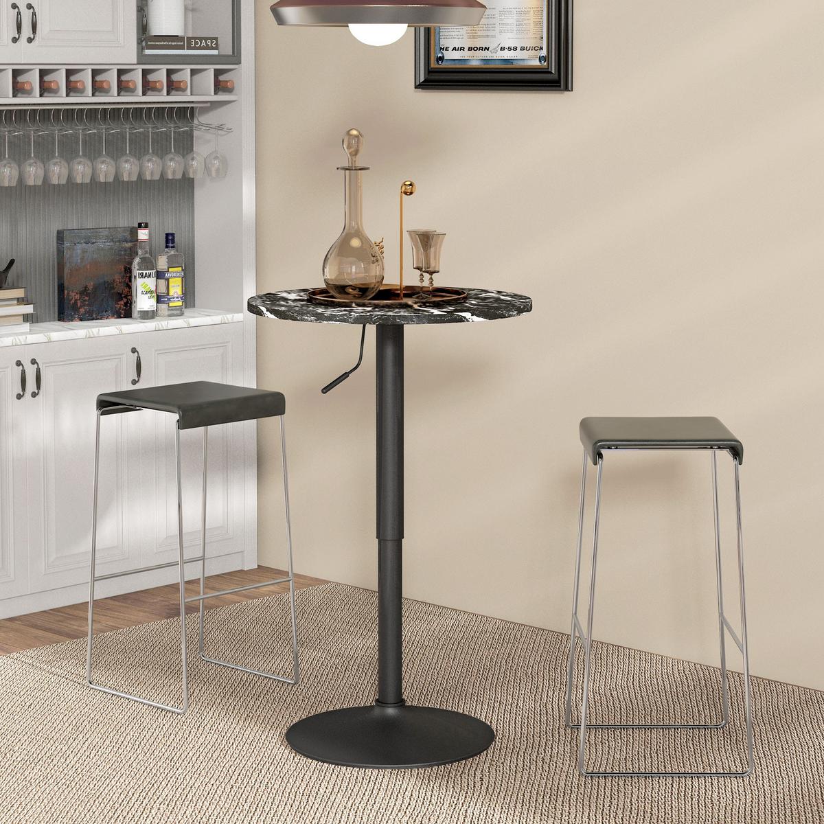 BARTISCH Stehtisch Runder Esstisch für 2 Personen, Schwarz, Ø60 x 68-93,5cm - Schwarz, Holzwerkstoff (60/60/93.5cm) - HOMCOM