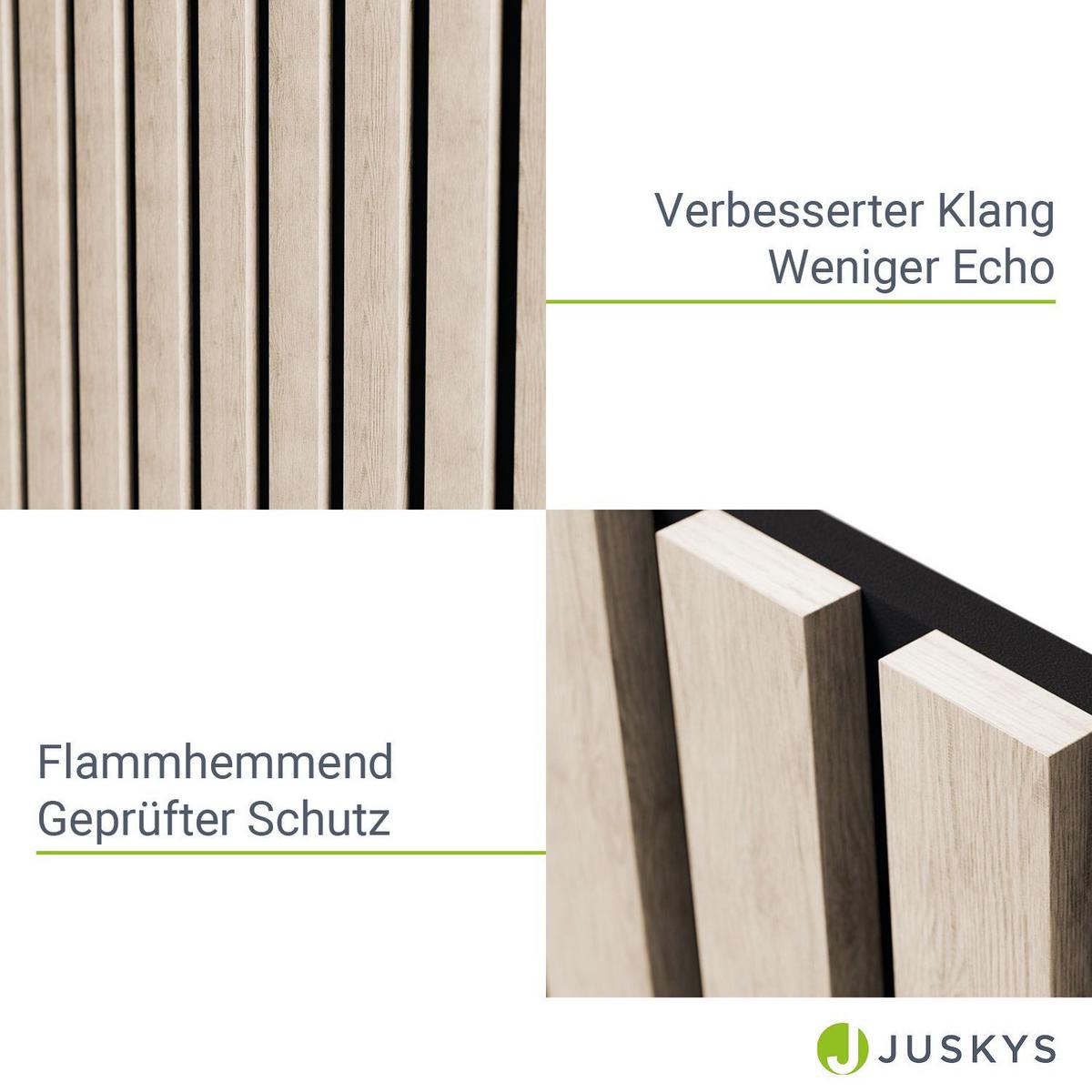 WANDPANEELE Akustik 120x60 cm Eiche Natur Hell (4er-Set) - Naturfarben, Holz (60/120/1.8cm) - Juskys