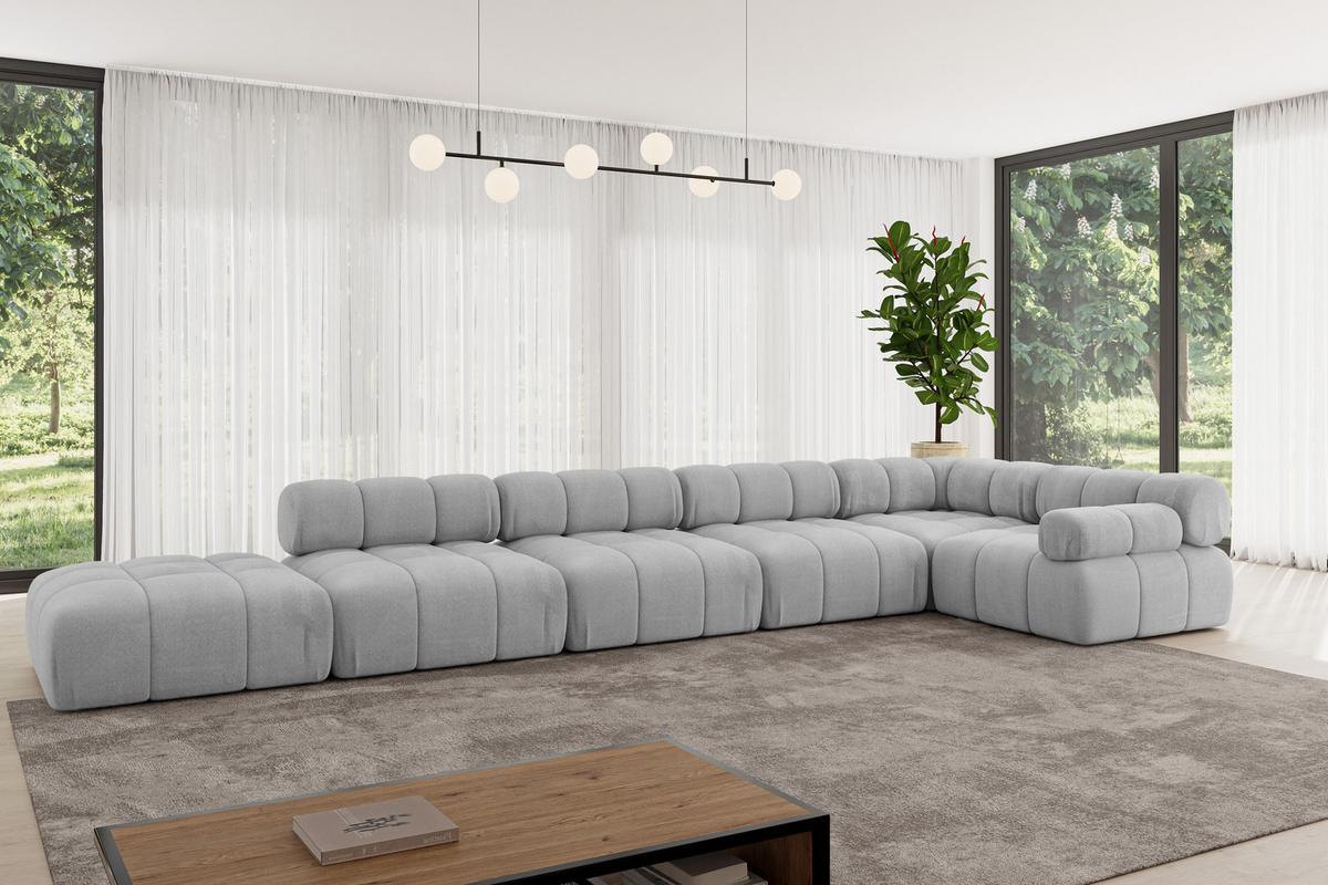 ECKSOFA modulares Sofa Felto-L3 - 475x190x70 cm Hellgrau Velours - Hellgrau, Holzwerkstoff/Textil (475/190cm) - ALTDECOR