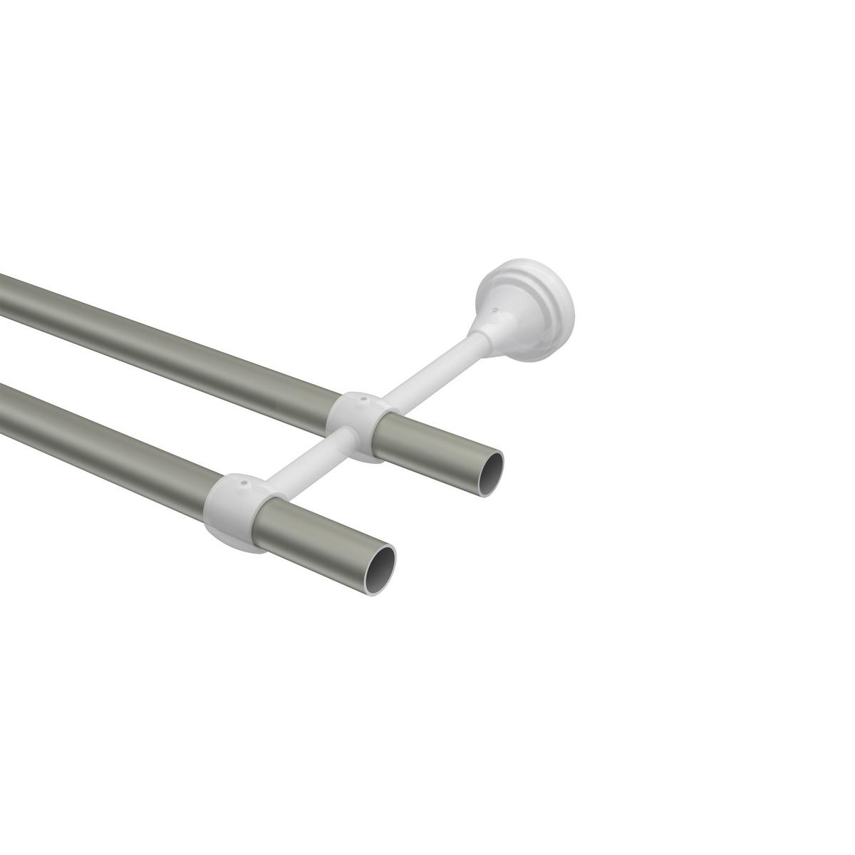 GARDINENSTANGE Primus Paolo 160 cm, 2-läufig (ohne Ringe), 16 mm Ø Chrom matt - Chromfarben/Nickelfarben, Metall (160cm) - INTERDECO