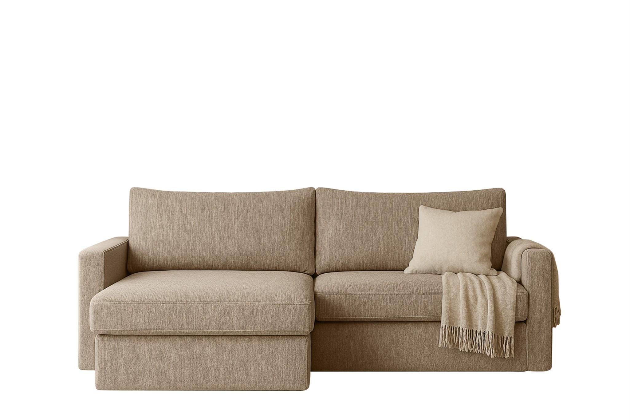ECKSOFA Bendik In Faro - Beige, Holzwerkstoff/Textil (224/140cm) - Fun Möbel