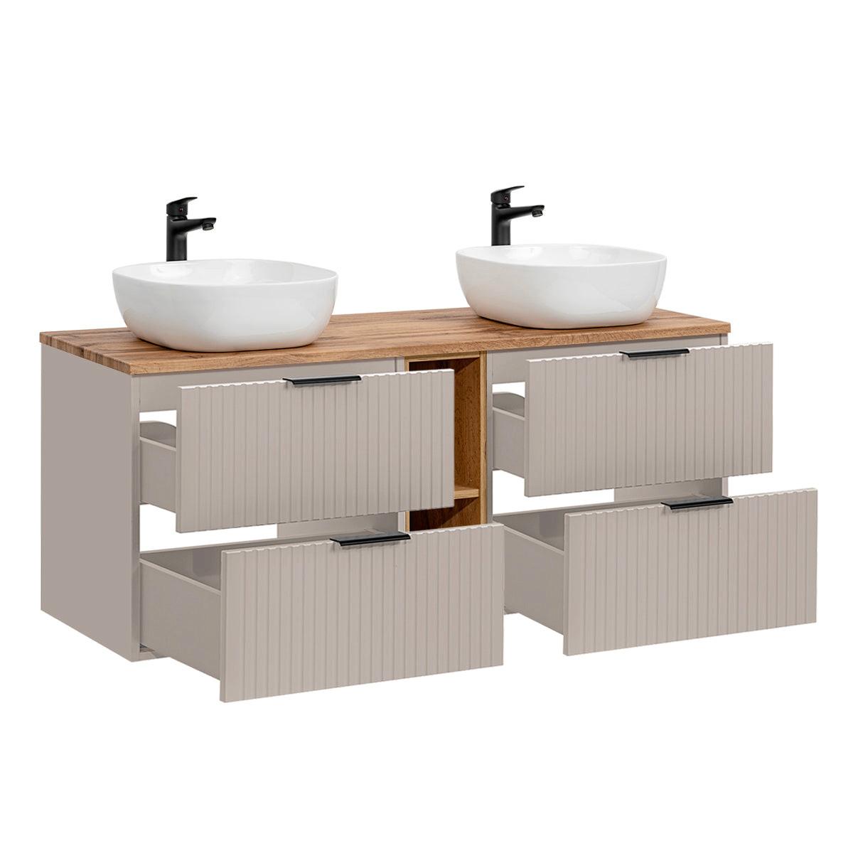 BADMÖBEL 140.8cm Adriel 2er-Set Kaschmir und Holz - Beige, Holzwerkstoff (140.8/59/46cm) - Petits-meubles